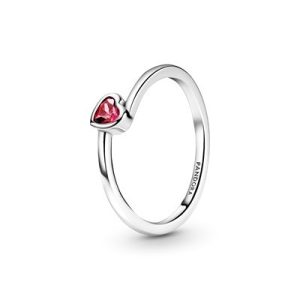 Anel Pandora Red Tilted Heart Solitaire [199267C01-52]