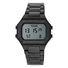 Relógio digital com Pulseira de Aço IP Preto Esmeralda [200351029]